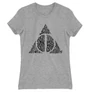Sportszürke Harry Potter női rövid ujjú póló - Deathly hallows text
