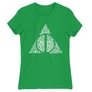 Zöld Harry Potter női rövid ujjú póló - Deathly hallows text