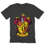 Sötétszürke Harry Potter férfi V-nyakú póló - Griffendél logó
