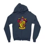 Sötétkék Harry Potter zipzáros pulóver - Griffendél Logo