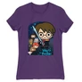Sötétlila Harry Potter női rövid ujjú póló - Harry Potter chibi poster