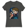 Sötétszürke Harry Potter női rövid ujjú póló - Harry Potter chibi poster