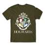 Khaki Harry Potter férfi rövid ujjú póló - Hogwarts Alumni