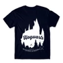 Sötétkék Harry Potter férfi rövid ujjú póló - Hogwarts Silhouette
