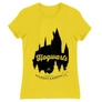 Citromsárga Harry Potter női rövid ujjú póló - Hogwarts Silhouette