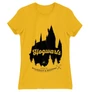 Sárga Harry Potter női rövid ujjú póló - Hogwarts Silhouette
