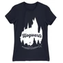 Sötétkék Harry Potter női rövid ujjú póló - Hogwarts Silhouette
