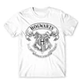 Fehér Harry Potter férfi rövid ujjú póló - Hogwarts outline logo