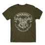 Khaki Harry Potter férfi rövid ujjú póló - Hogwarts outline logo