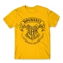 Sárga Harry Potter férfi rövid ujjú póló - Hogwarts outline logo