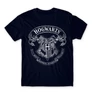 Sötétkék Harry Potter férfi rövid ujjú póló - Hogwarts outline logo