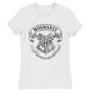 Fehér Harry Potter női rövid ujjú póló - Hogwarts outline logo