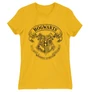 Sárga Harry Potter női rövid ujjú póló - Hogwarts outline logo