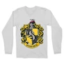 Fehér Harry Potter férfi hosszú ujjú póló - Hugrabug Logo