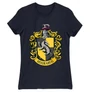 Sötétkék Harry Potter női rövid ujjú póló - Hugrabug Logo