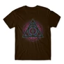 Barna Harry Potter férfi rövid ujjú póló - Neon Deathly Hallows