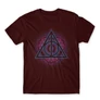 Bordó Harry Potter férfi rövid ujjú póló - Neon Deathly Hallows