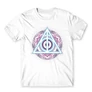 Fehér Harry Potter férfi rövid ujjú póló - Neon Deathly Hallows