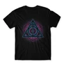 Fekete Harry Potter férfi rövid ujjú póló - Neon Deathly Hallows