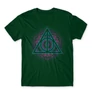 Sötétzöld Harry Potter férfi rövid ujjú póló - Neon Deathly Hallows