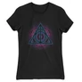Fekete Harry Potter női rövid ujjú póló - Neon Deathly Hallows