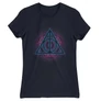 Sötétkék Harry Potter női rövid ujjú póló - Neon Deathly Hallows