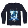 Sötétkék Harry Potter férfi hosszú ujjú póló - Ravenclaw Watercolor