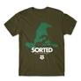 Khaki Harry Potter férfi rövid ujjú póló - Sorted Slytherin