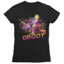 Fekete A galaxis őrzői női rövid ujjú póló - Groot Colors