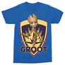 Kép 4/7 - Királykék A galaxis őrzői férfi rövid ujjú póló - Groot shield