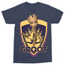 Kép 5/7 - Sötétkék A galaxis őrzői férfi rövid ujjú póló - Groot shield