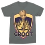 Sötétszürke A galaxis őrzői férfi rövid ujjú póló - Groot shield