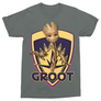 Kép 6/7 - Sötétszürke A galaxis őrzői férfi rövid ujjú póló - Groot shield