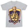 Kép 7/7 - Sportszürke A galaxis őrzői férfi rövid ujjú póló - Groot shield