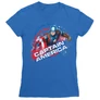 Királykék Amerika Kapitány női rövid ujjú póló - Captain America Splash