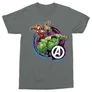 Sötétszürke Bosszúállók férfi rövid ujjú póló - Avengers Team Neon