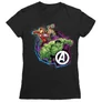 Fekete Bosszúállók női rövid ujjú póló - Avengers Team Neon