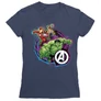 Sötétkék Bosszúállók női rövid ujjú póló - Avengers Team Neon