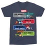Sötétkék Bosszúállók férfi rövid ujjú póló - Marvel Heroes 8bit
