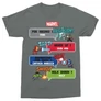 Sötétszürke Bosszúállók férfi rövid ujjú póló - Marvel Heroes 8bit