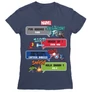 Sötétkék Bosszúállók női rövid ujjú póló - Marvel Heroes 8bit