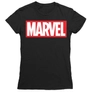 Kép 1/2 - Fekete Marvel logó női rövid ujjú póló