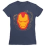 Sötétkék Bosszúállók Vasember női rövid ujjú póló - Iron Man head