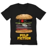 Fekete Ponyvaregény férfi V-nyakú póló - Pulp Fiction burger