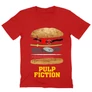 Piros Ponyvaregény férfi V-nyakú póló - Pulp Fiction burger