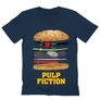 Sötétkék Ponyvaregény férfi V-nyakú póló - Pulp Fiction burger