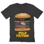 Sötétszürke Ponyvaregény férfi V-nyakú póló - Pulp Fiction burger