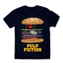 Sötétkék Ponyvaregény férfi rövid ujjú póló - Pulp Fiction burger