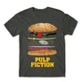 Sötétszürke Ponyvaregény férfi rövid ujjú póló - Pulp Fiction burger