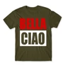 Khaki A nagy pénzrablás férfi rövid ujjú póló - Bella Ciao